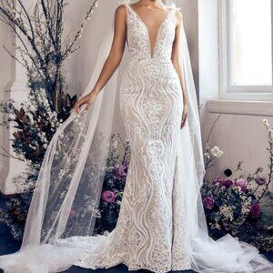 Zavana Bridal - ZB370 Wedding Dress – Beaded Lace Mermaid Style, Size 16